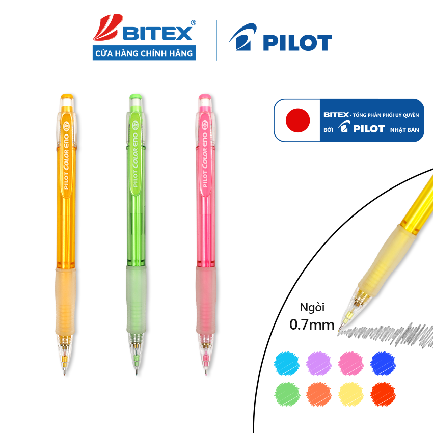 Bút chì bấm Pilot Color Eno cao cấp thân nhựa nhiều màu HCR-197