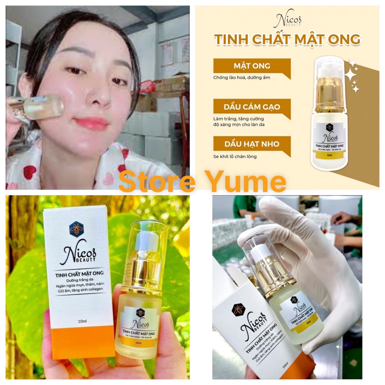 Tinh chất dưỡng da mật ong nicos  dưỡng trắng,ngăn ngừa nám,mụn,thâm,giữ âm,tăng sinh collagen hiệu quả