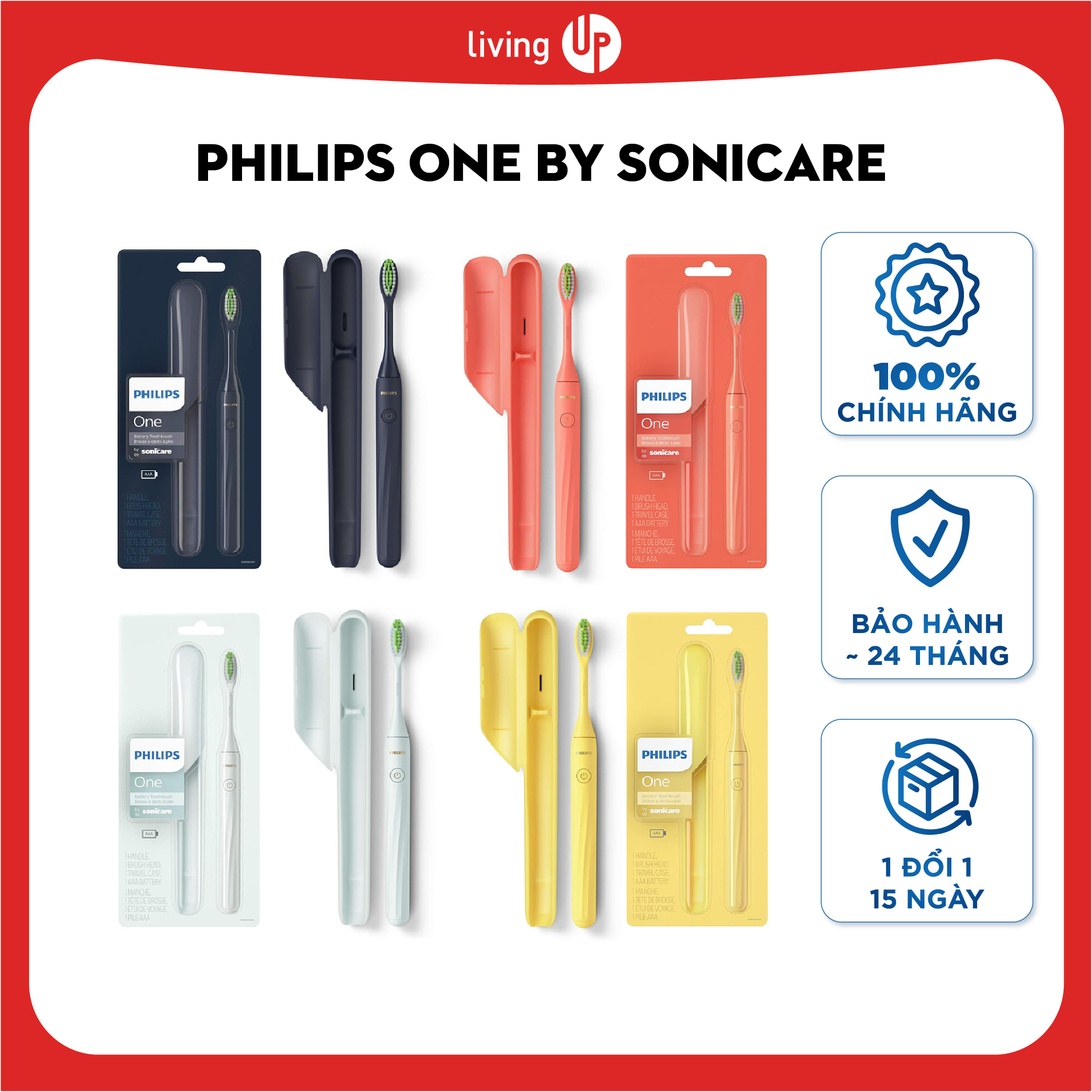 Bàn chải pin Philips One by Sonicare - Pin 3 tháng