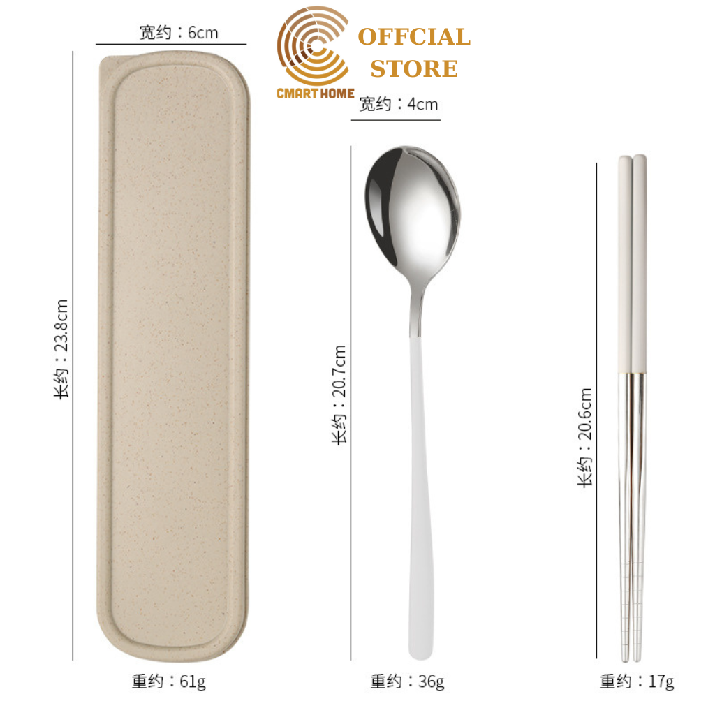 Muỗng nĩa đũa bộ 3 món thép không gỉ inox 304 bền bỉ, thìa đũa dùng cho gia đình nhà hàng quán ăn sang trọng