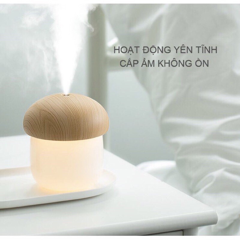 Máy Phun Sương Hình Nấm Tạo Ẩm Không Khí Xông Tinh Dầu Có Đèn Ngủ  Bảo Hành 12 Tháng