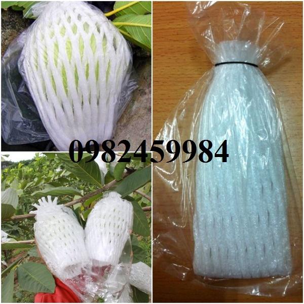 Túi Xốp Bọc Ổi Lồng Sẵn 1kg Khoảng 330 Túi Gồm Chun, Nilong Và Xốp. Kích Thước Chưa Kéo Giãn 6x14cm