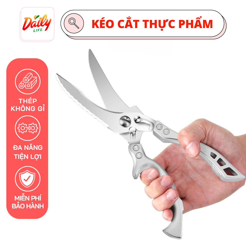 Kéo cắt gà sắc bén nhật bản - cắt xương gà, xương cá, thực phẩm siêu chắc bằng thép không gỉ bản cao cấp, kéo cắt thực phẩm