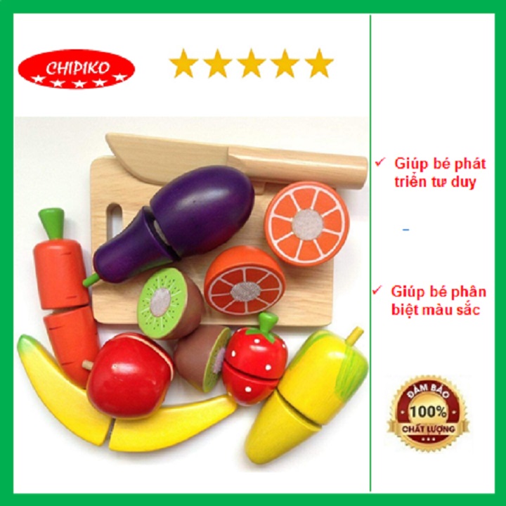 Đồ chơi cắt hoa quả bằng gỗ, Cắt rau củ quả xuất Nhật - Đồ chơi giáo cụ Montessori cho bé