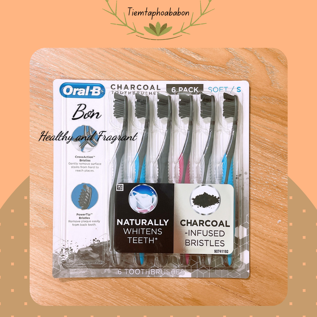 🌈 oral-b 🌈 set bàn chải đánh răng than hoạt tính charcoal 🌈 nguyên 6 cây 🌈 không tách lẻ 🌈