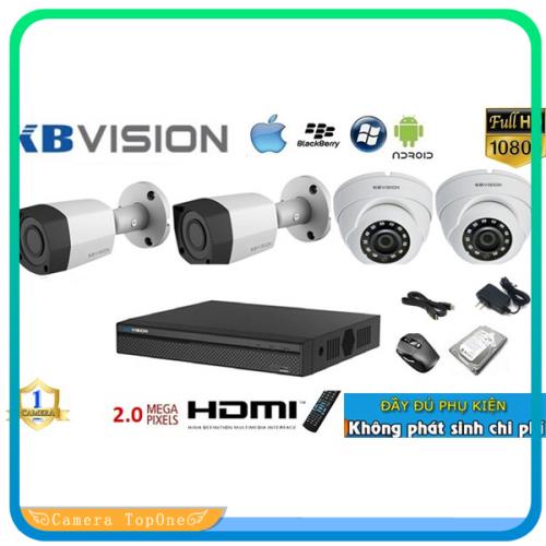 Trọn bộ 4 camera kbvision full hd 1080p kèm hdd 500g - đầy đủ phụ kiện với độ phân giải 2.0 Megapixel cho hình ảnh cực kì sắc nét và chất lượng ổn định