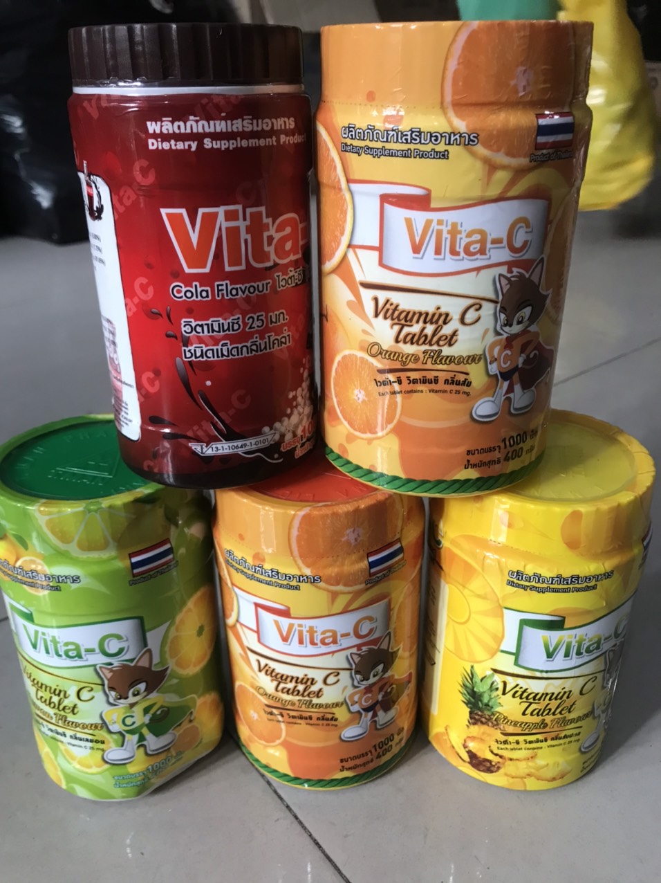 Kẹo Vitamin C Thái Lan vị cam Hộp 1000 viên - Kẹo ngậm Vita C tăng cường đề kháng cho bé