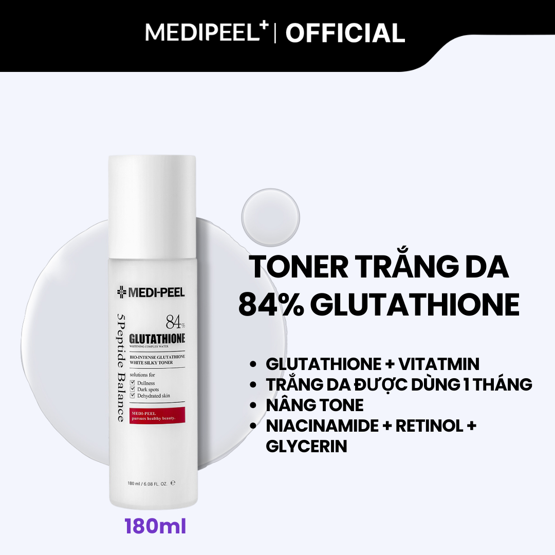 Dưỡng trắng, dưỡng ẩm medi-peel bio intense qlutathione white sliky toner 180ml