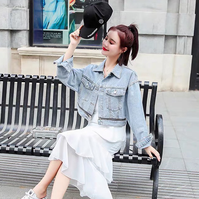 Áo khoác jean nữ đẹp form lửng mẫu mới thời trang amishashop hh10