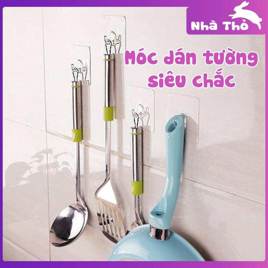 Combo 10 Móc dán tường dính tường trong suốt Siêu chắc siêu chịu lực loại 10kg