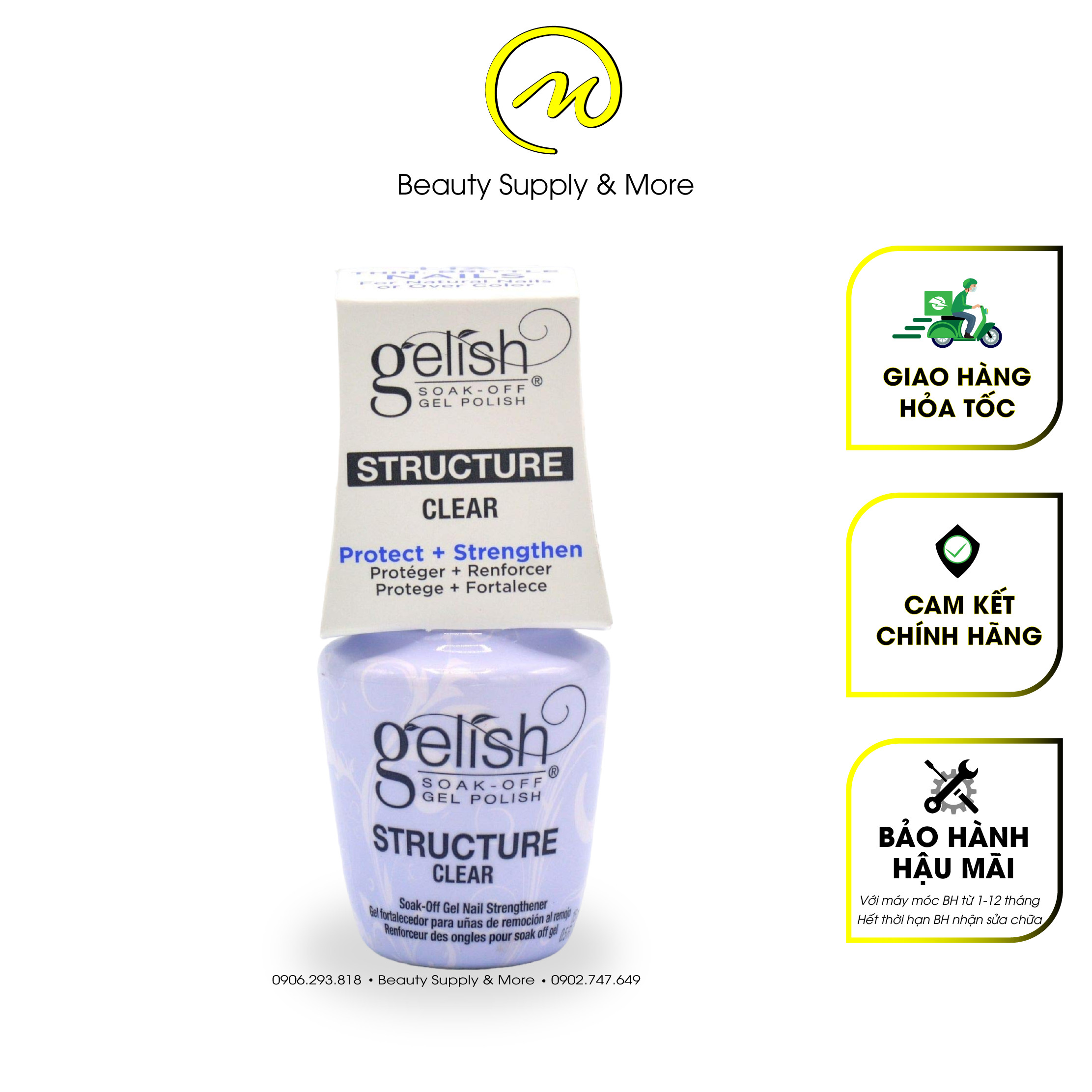 Sơn gel dưỡng cứng móng/ sơn gel phủ trang trí 3d gelish recovery vitagel /structure clear gelish- chai 15ml