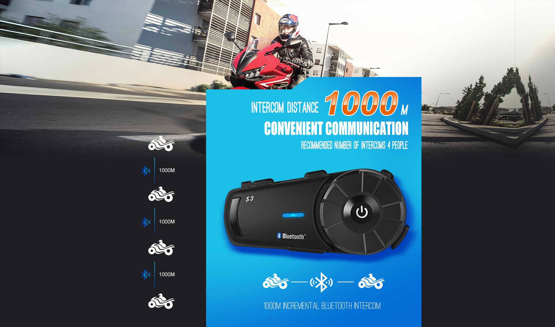 Tai nghe bluetooth intercom scs s-3