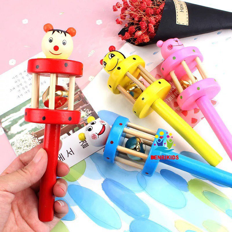 Đồ Chơi Cho Trẻ Em Dưới 1 Tuổi, Xú Xắc Lục Lạc Cầm Tay Mẫu Mới Bằng Gỗ Cho Bé, Đồ Chơi Gỗ Thông Minh Benrikids