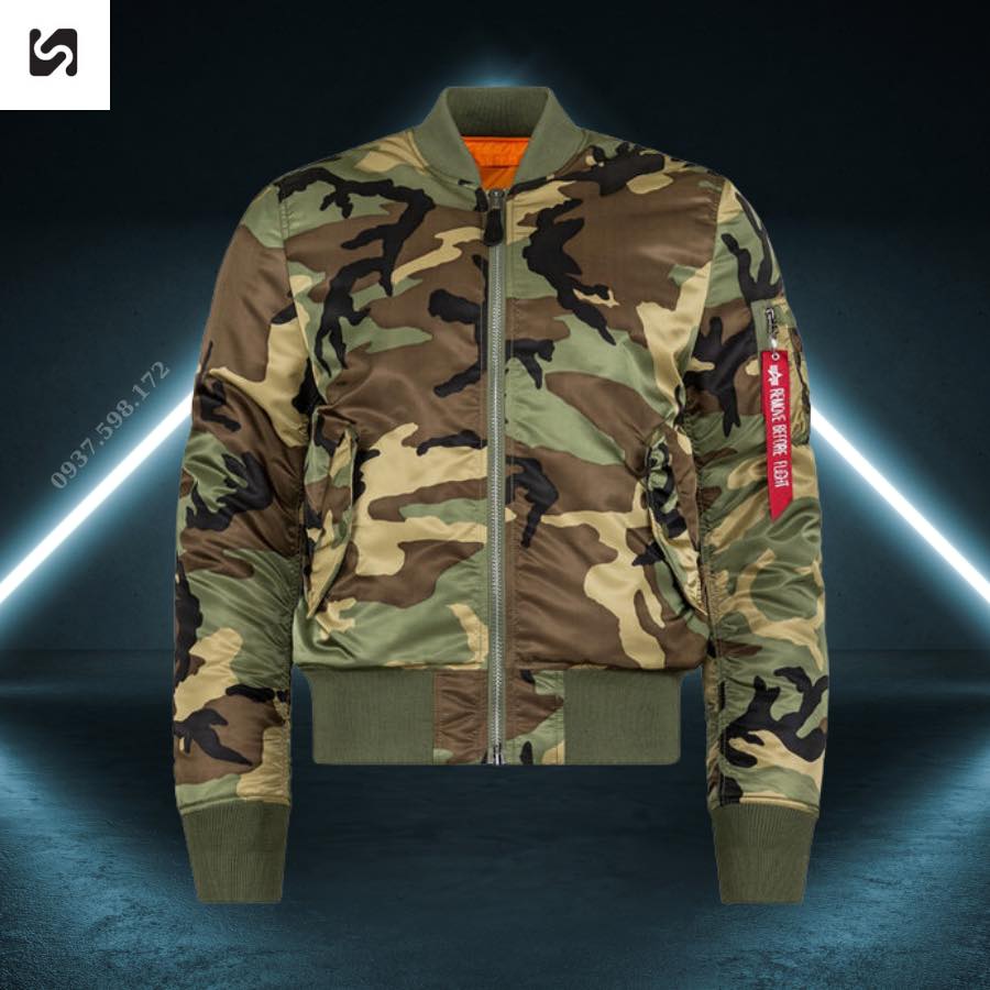Áo pilot Ma-1 hàng chính hãng Anpha industries màu woodland