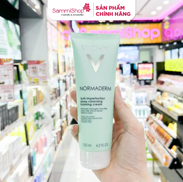 Sữa rửa mặt ngừa mụn và làm sạch sâu Vichy Normaderm Anti-Imperfection Deep Cleansing Foaming Cream 125ml