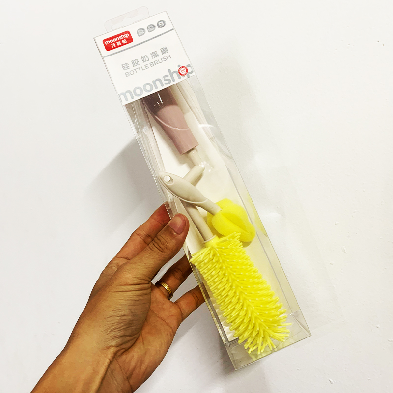[HCM]Cây cọ rửa bình sữa 2 món cao cấp dễ vệ sinh đầu silicon bền bỉ