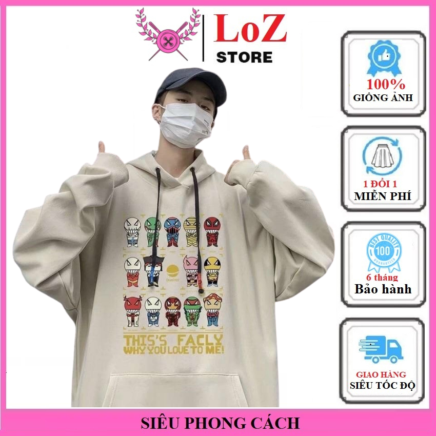 [ SIÊU PHONG CÁCH ] Áo hoodie nỉ có nón form rộng  Có Nón Dài Tay HH47 .  LOZITAR . { HÀNG ĐẸP } Vải nỉ bông da cá mềm mại có lớp lông dày dặn dễ phối đồ Áo hoodie nam nữ in nhiều hình