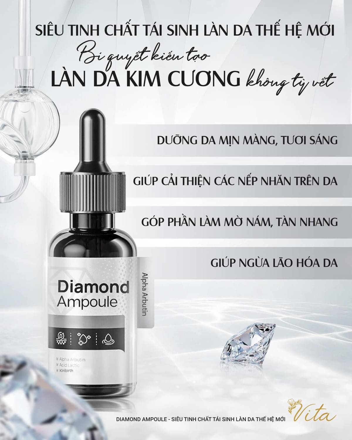 (CHÍNH HÃNG) Tinh chất kim cương DIAMOND AMPOULE cấy trắng