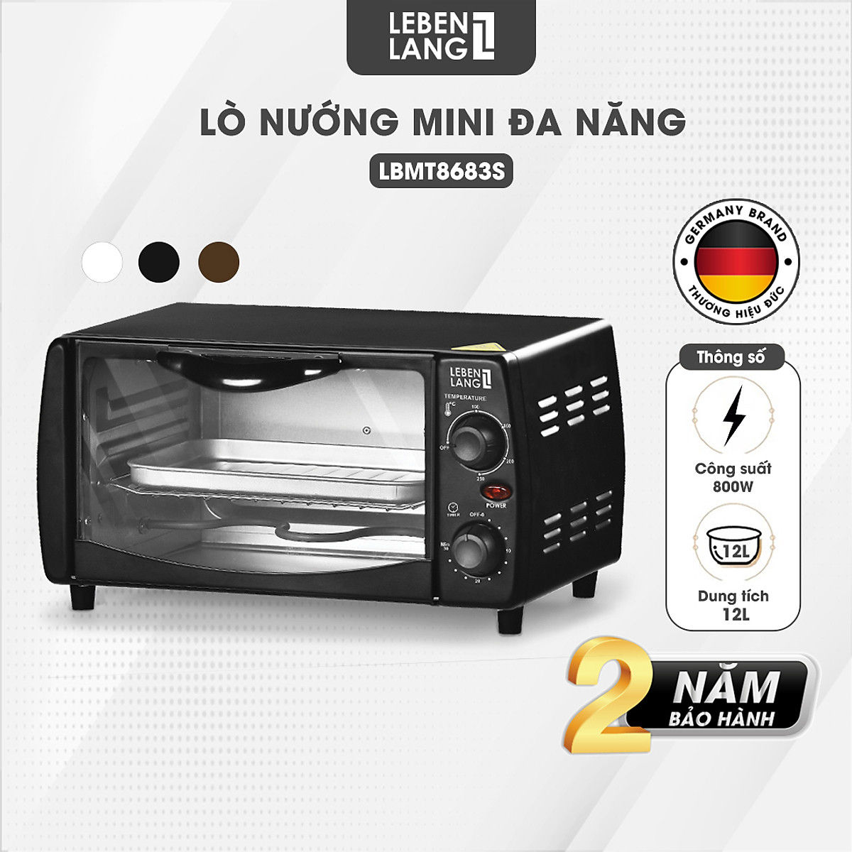 Lò nướng điện đa năng Lebenlang LBMT8683S công suất 800W, dung tích 12L ,Lò nướng Lebenlang, Lò nướng điện mini Lebenlang, Lò nướng vi sóng Lebenlang, Lò nướng điện Lebenlang hàng chính hãng sử dụng an toàn rễ dàng vệ sinh BH24 THANG