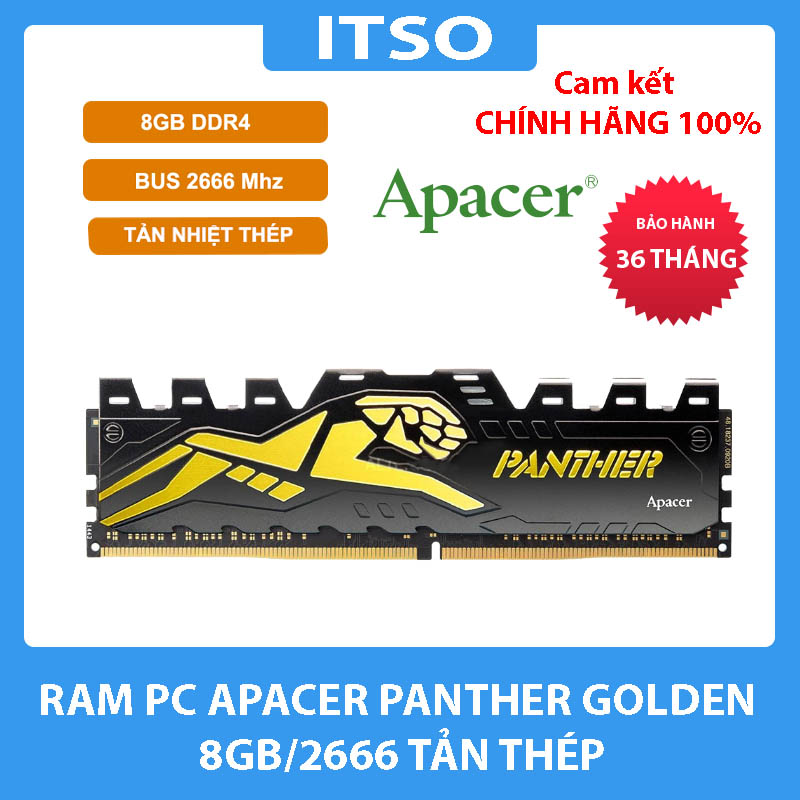 Ram apacer ddr4 8gb 2666 oc panther golden chính hãng