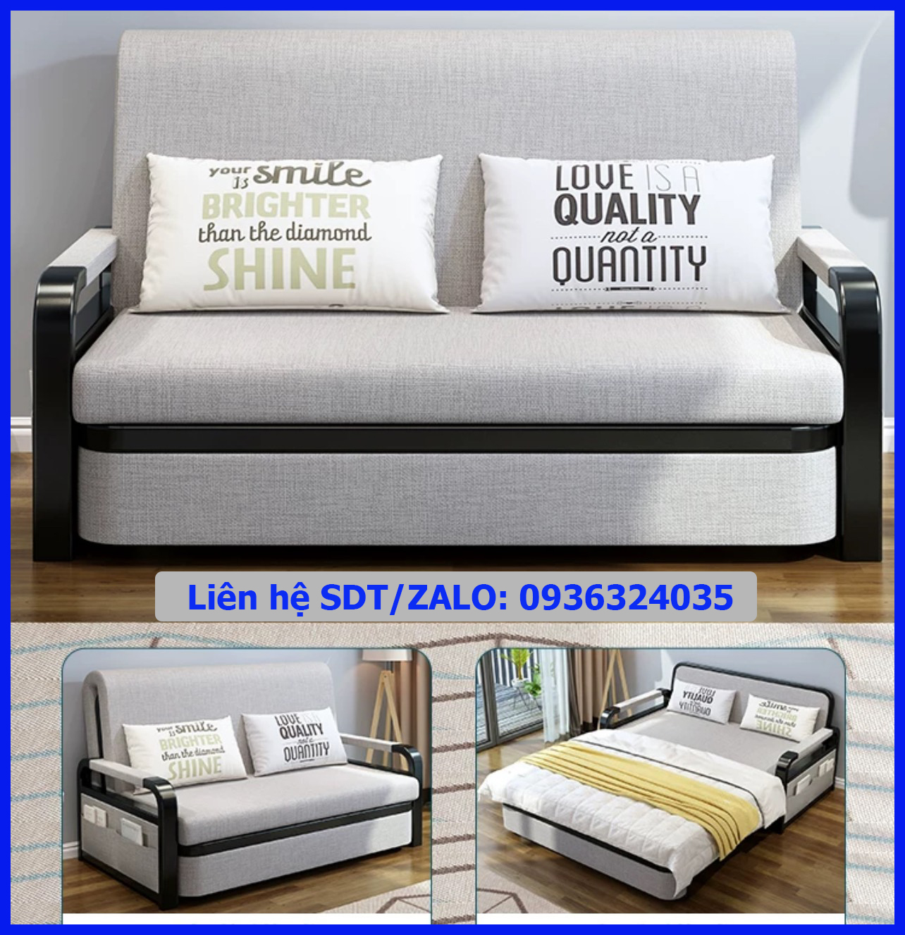 Sofa giường đa năng có hộc chứa đồ rộng 1m hoặc 1m5 sofa mini đơnđôi có hộc chứa đồ