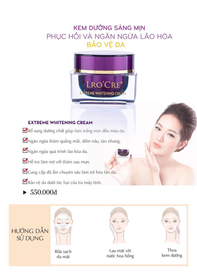 KEM DƯỠNG TRẮNG DA CHỐNG LÃO HÓA LRO'CRE
