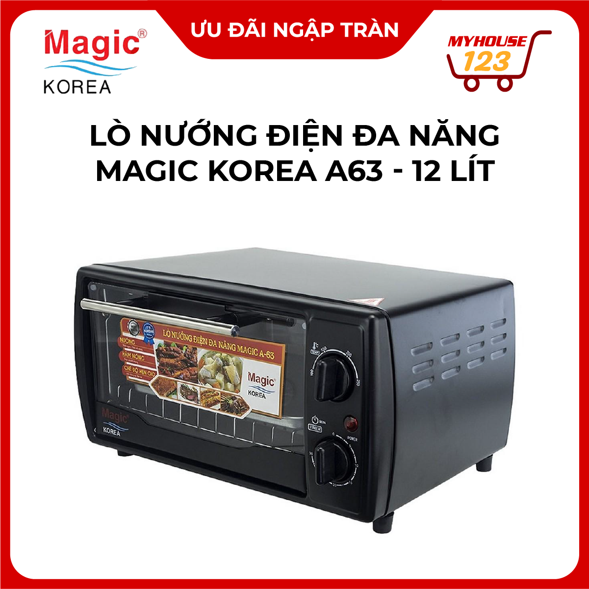 Lò nướng điện đa năng magic korea a63 rã đông, hâm nóng đồ ăn. hàng chính hãng. bảo hành 6 tháng