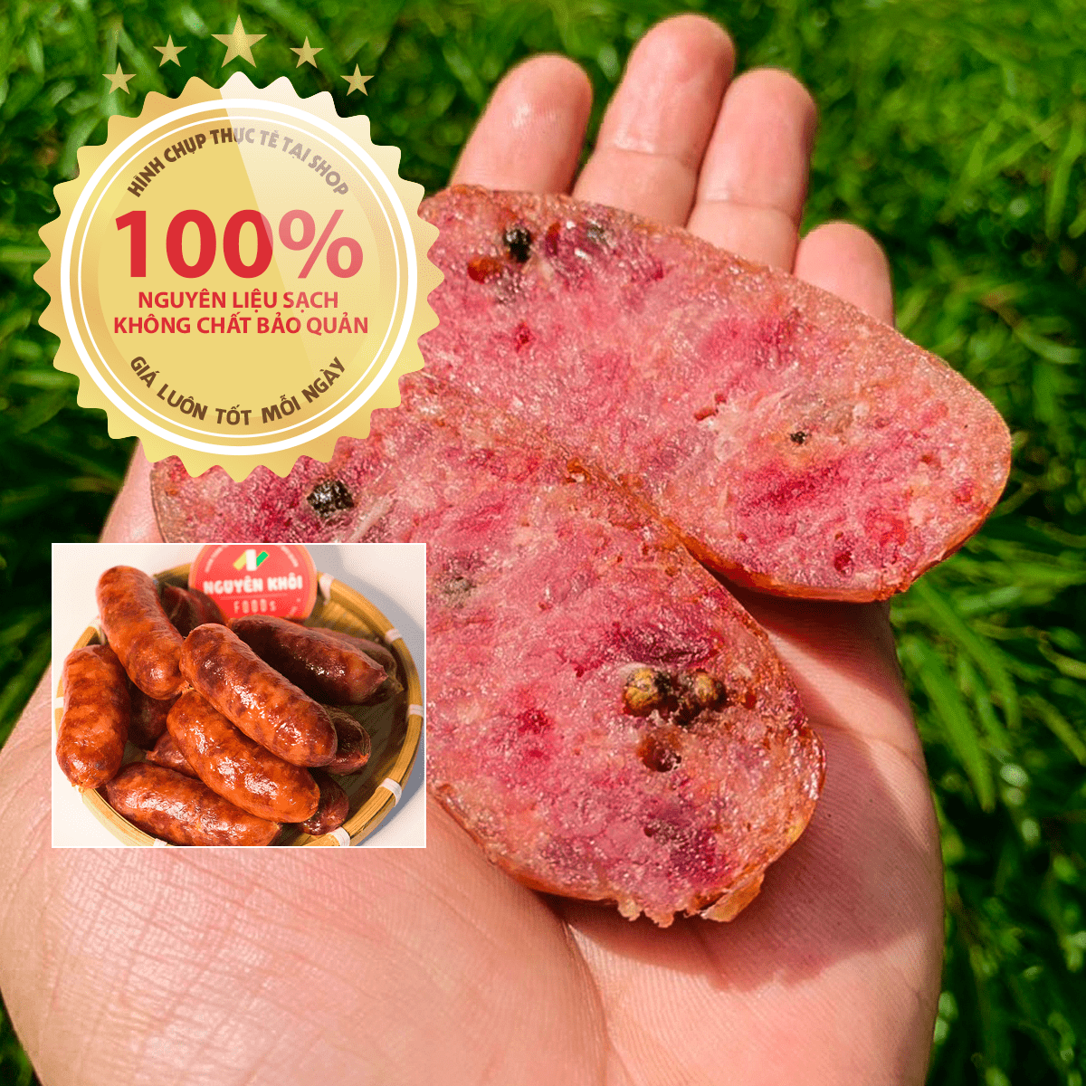 0,5kg Lạp xưởng tươi đặc sản Cai Lậy loại ngon đặc biệt, 90% thịt nạc của cơ sở Nguyên Khôi Foods