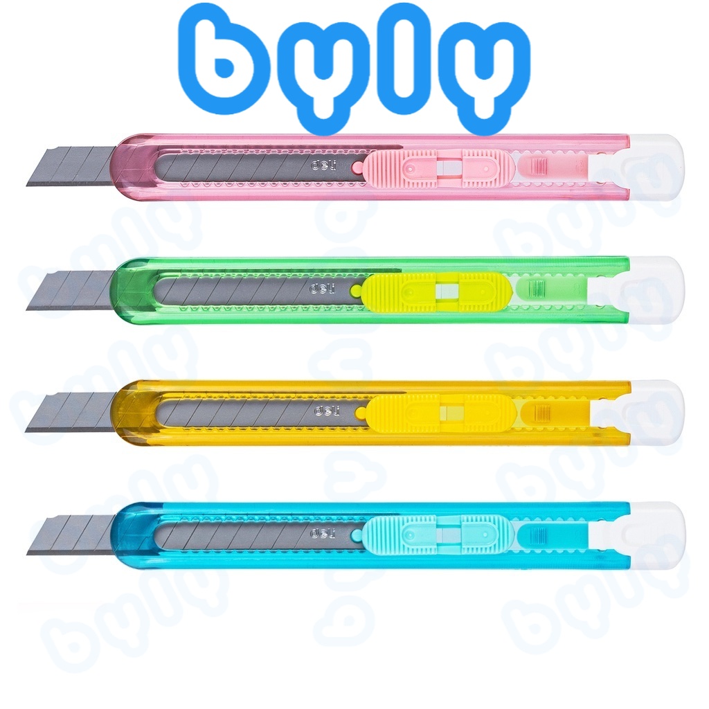 Ship hỏa tốc - Dao rọc giấy vỏ nhựa trong suốt nhiều màu neon Deli - 2054 - ByLy Store