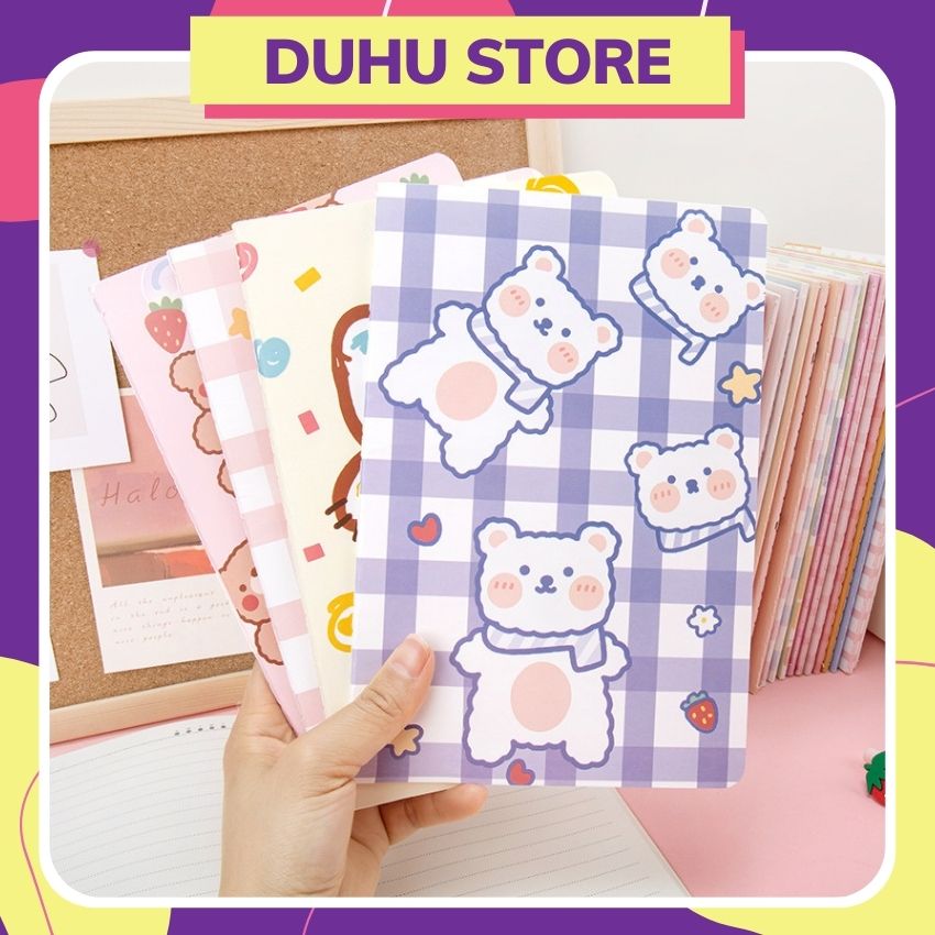 Sổ A5 Vở Ghi Chú Kiểu Hàn Nhiều Hình Gấu Xinh Xắn Đáng Yêu Tiện Lợi Tập Nhỏ DUHU SL06