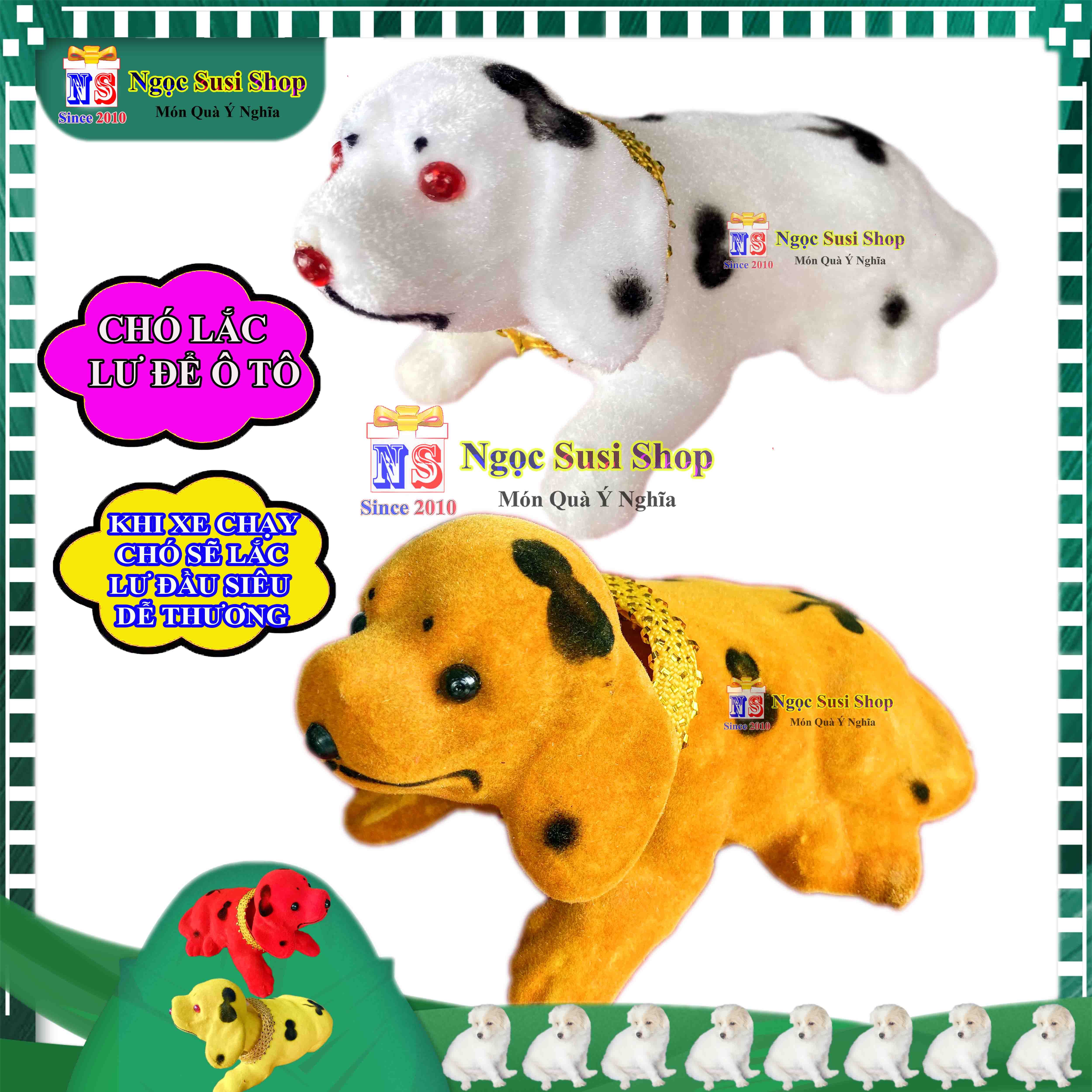 Combo 2 con chó để xe ô tô xe hơi trang trí taplo ô tô - con chó lắc lư để xe hơi ô tô