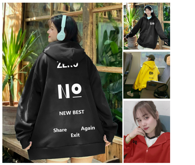 Áo khoác hoodie & Sweater chất nỉ khóa kéo in No siêu Hot MChoodie411