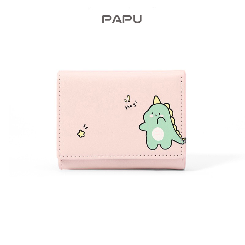 Ví nữ mini cầm tay nhỏ gọn PaPu VN24,in sticker siêu dễ thương 4 màu