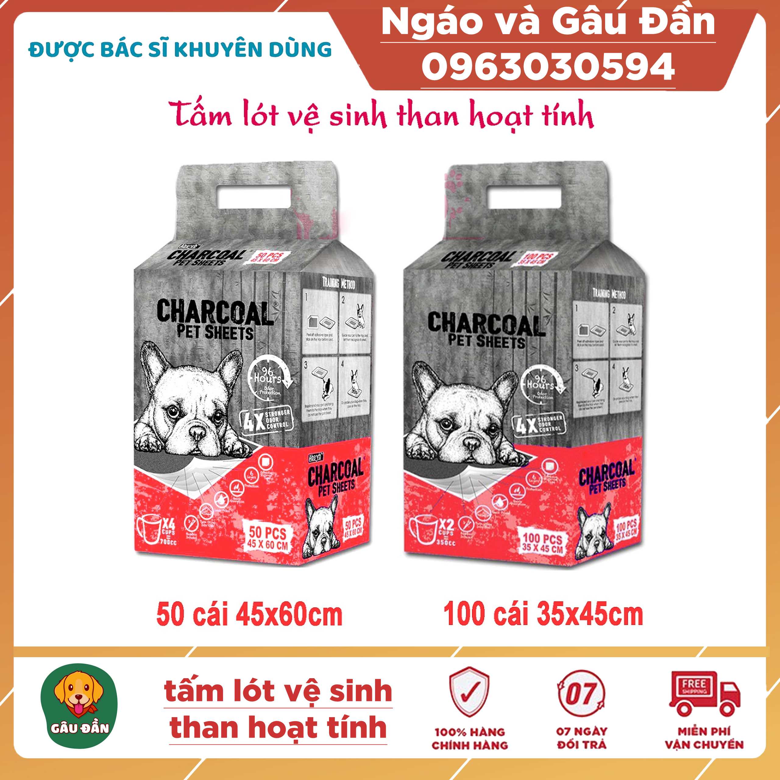 Tấm lót vệ sinh chó mèo than hoạt tính Charcoal