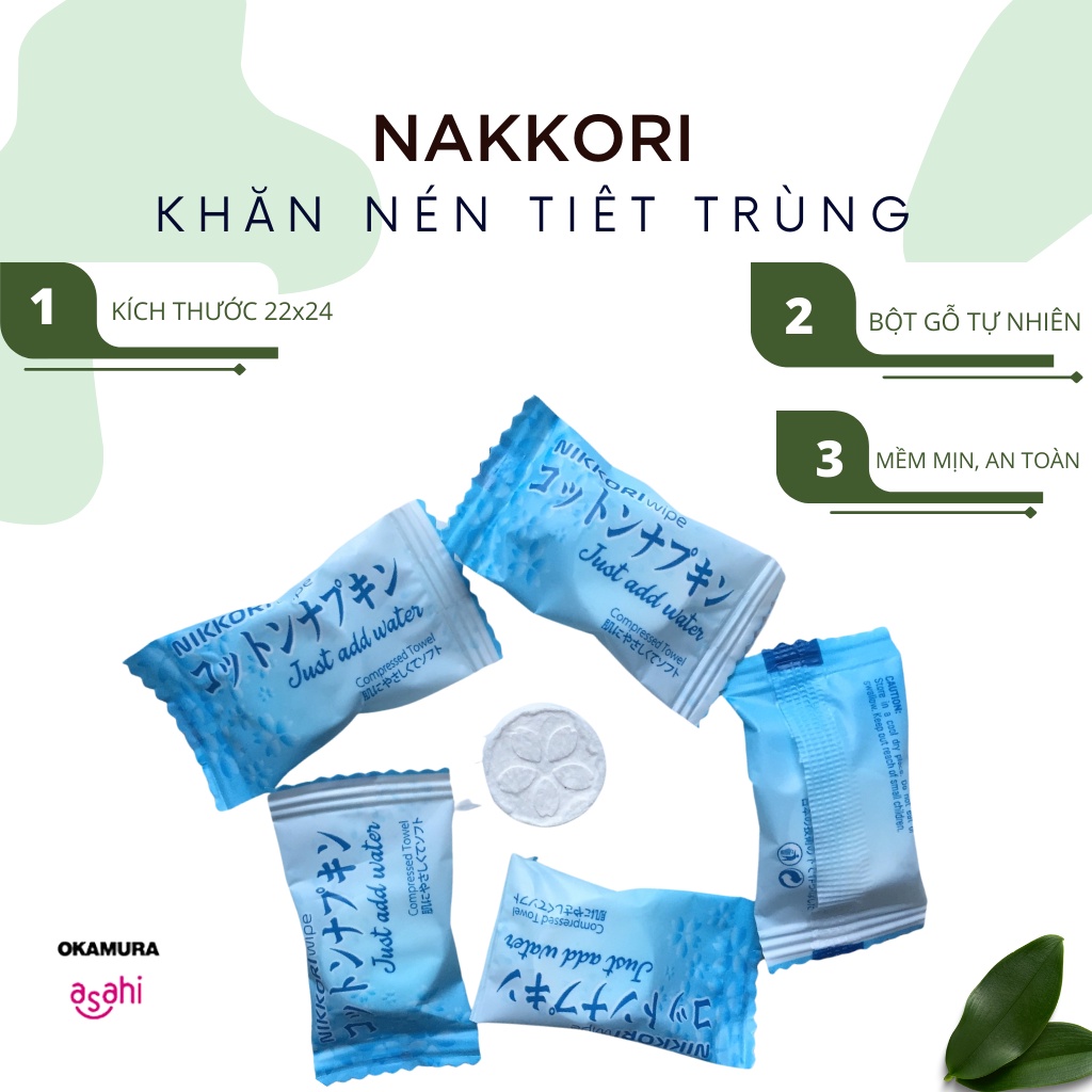 Khăn giấy nén đa năng tiệt trùng Nikkori dạng viên kẹo tiện dụng