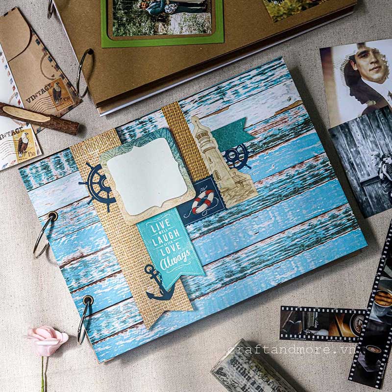 Scrapbook DIY Album ảnh dán Blue Pastel