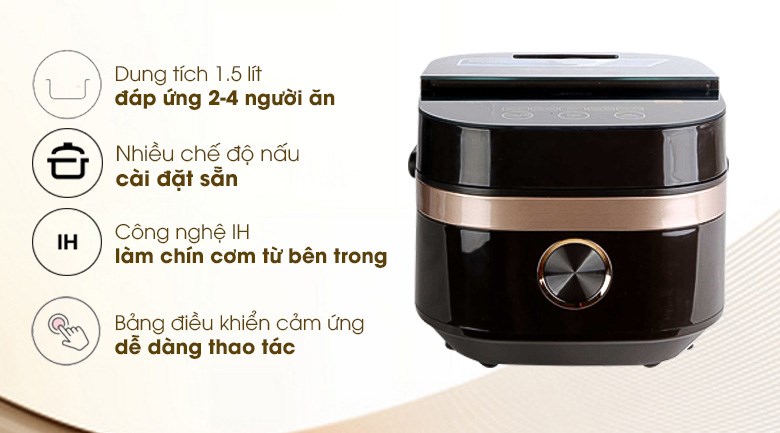 Nồi cơm điện cao tần Midea 1.5 lít MB-HS4008 hàng TB chính hãng 100%