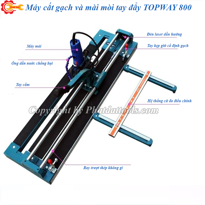 Máy cắt gạch tay đẩy-mài mòi TOPWAY 800 2 chức năng-Kèm sẵn máy cắt-Tặng kèm lưỡi cắt đồng xu-lưỡi cắt gạch D100