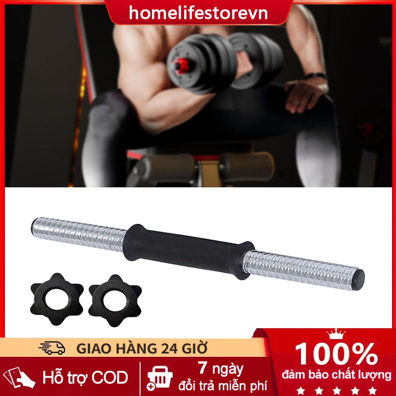 Đòn tạ tay 35cm sắt xi cao cấp nhập khẩu Bộ thanh tạ cao su đen