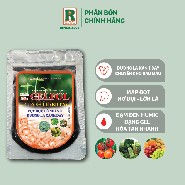 Phân phón đạm GELFOL 41-6-0 dạng gel đậm đặc 100gr - vọt đọt, nở bụi, dưỡng lá