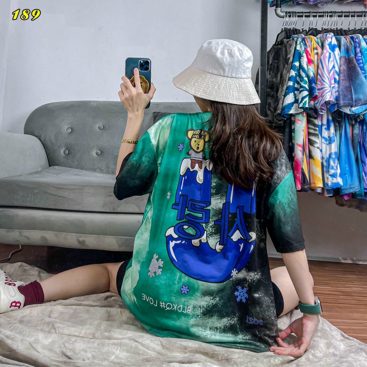 Áo thun nữ form rộng, họa tiết chữ U hình gấu siêu cute, thiết kế loang màu cực hott, áo thun bigsize (kèm ảnh thật)