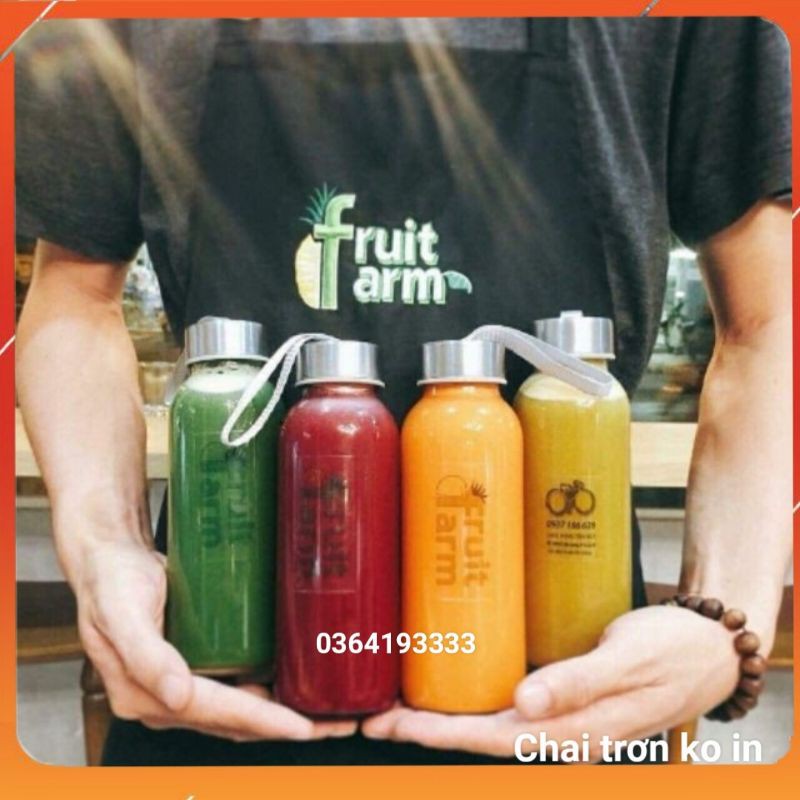 Chai thủy tinh 300ml detox có dây xách