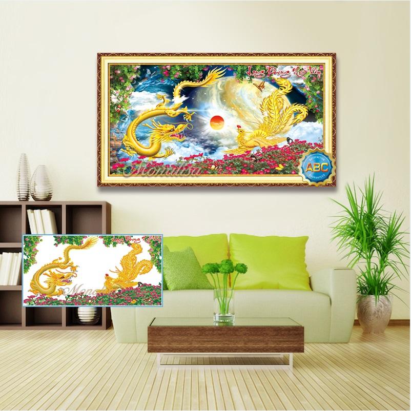 Tranh đính đá Long Phụng Sum Vầy Y8254 - KT:110x60cm