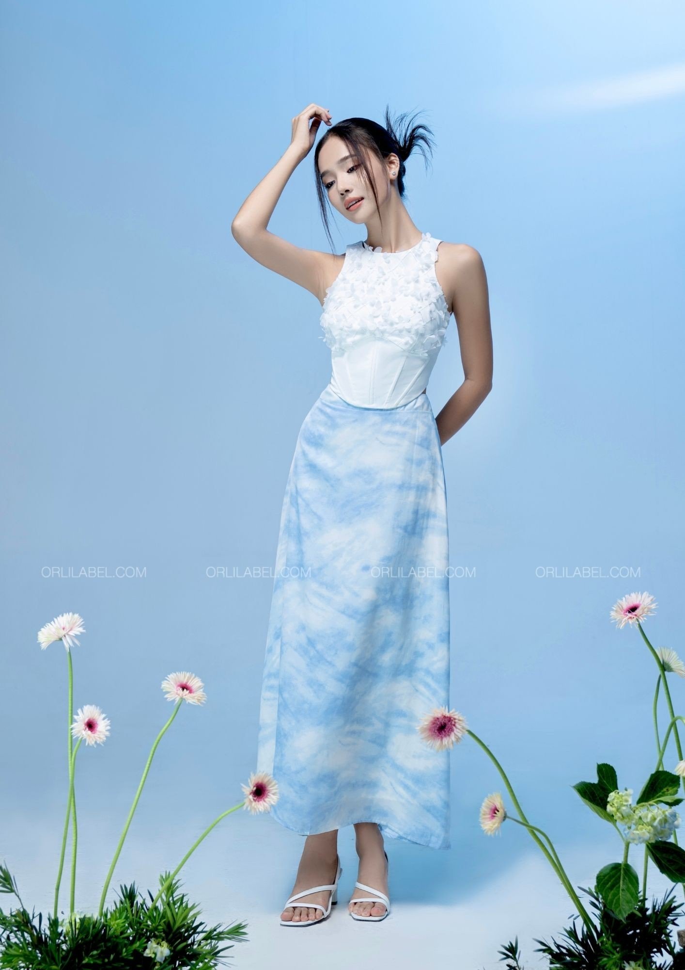 Blue/Rose Jasper Skirt - Chân váy xanh/hồng loang thiết kế - Orli Label