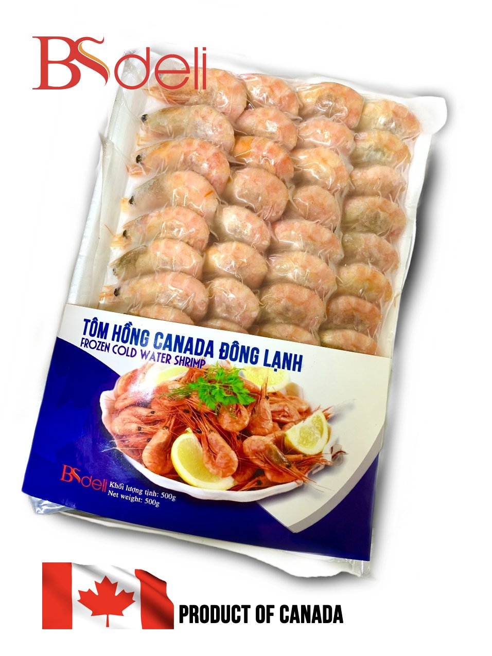 Hcm - tôm hồng canada gói 500g/ frozen shrimp 500g