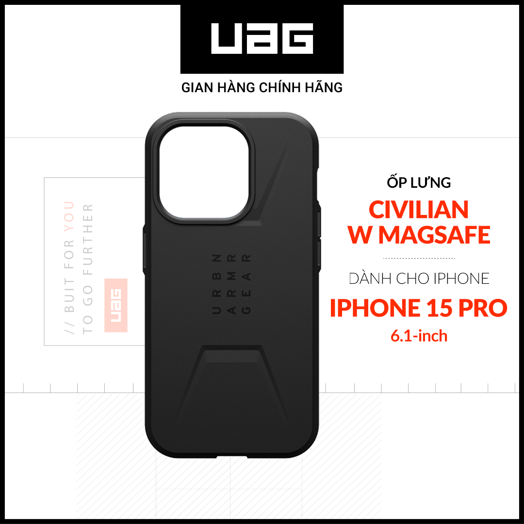 Ốp lưng chống sốc uag civilian hỗ trợ sạc magsafe cho iphone 15 pro