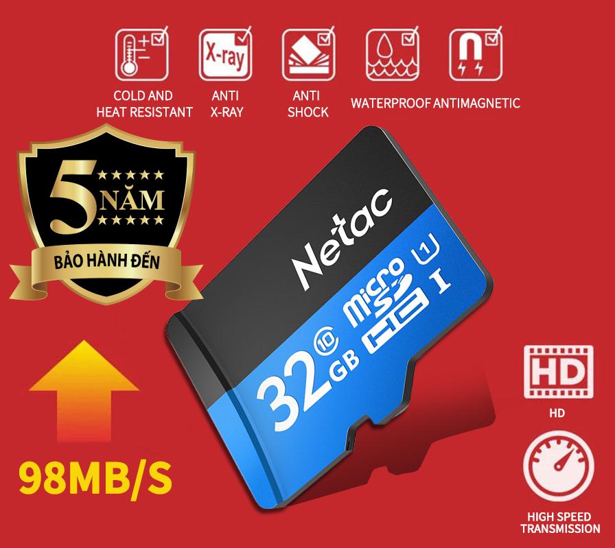 Thẻ nhớ Micro SD Netac 32GB SDHC class 10 Full HD