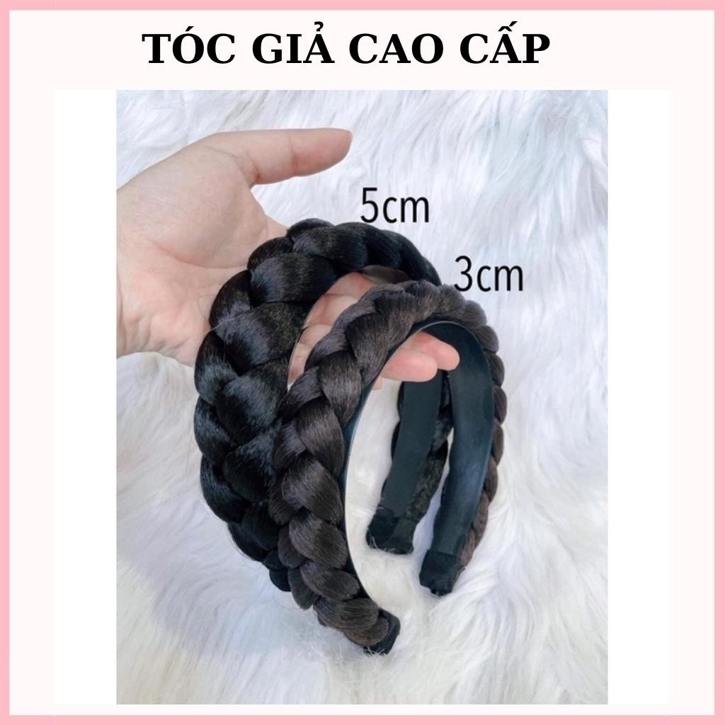 Băng đô tết tóc bính phồng cài làm bằng tóc giả phụ kiện cao cấp