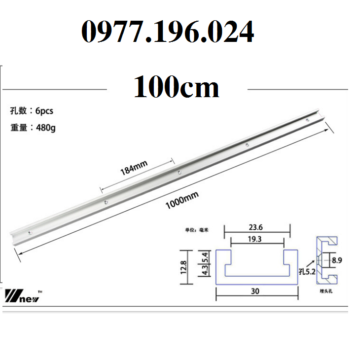 Thanh ray nhôm trượt bàn cưa 100cm, Chất liệu : nhôm. Kích thước : 1000 x 30 x 12,8 mm. Sản phẩm là vật dụng không thể thiếu trong bàn cưa, bàn phay.