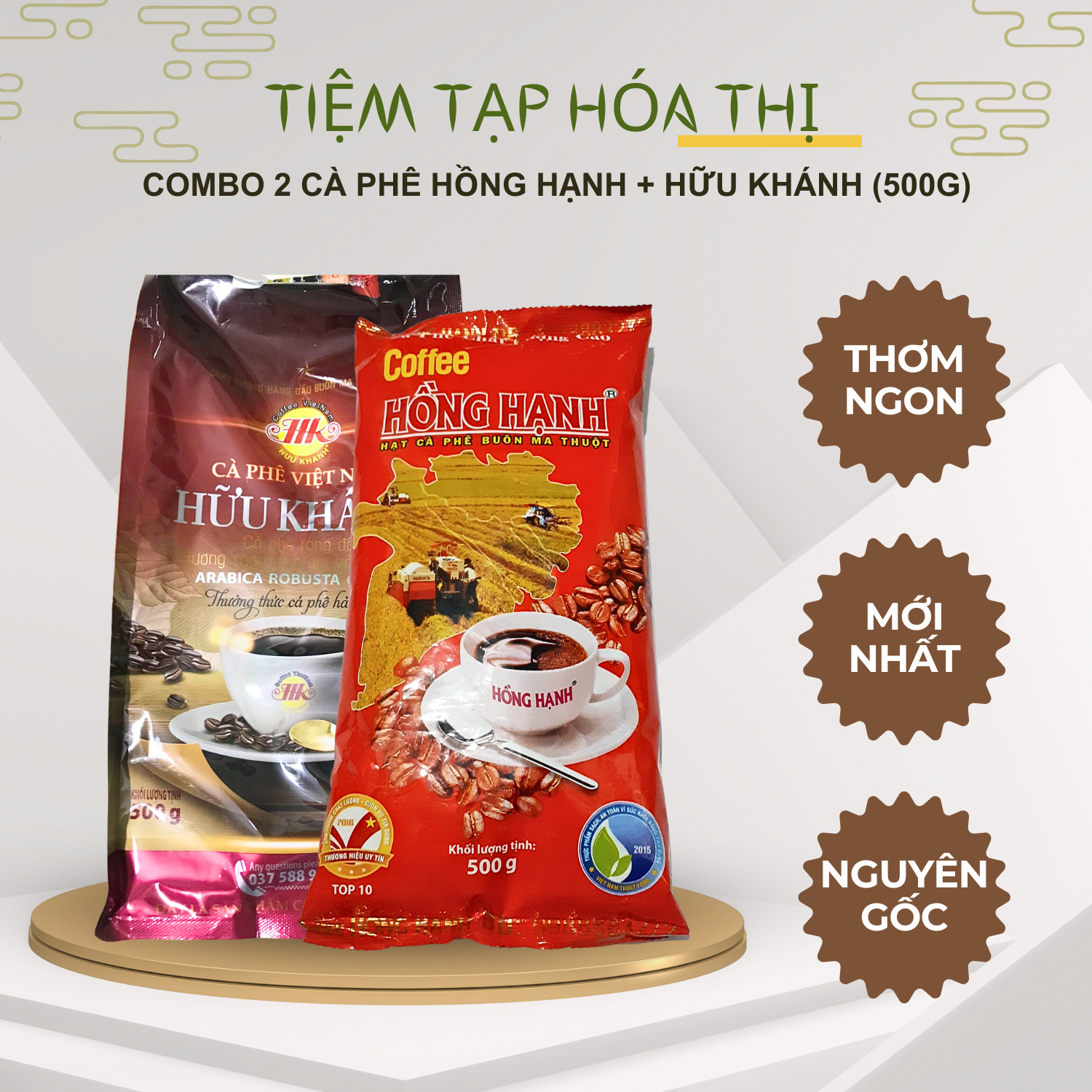 Combo cà phê hồng hạnh và hữu khánh 500g mẫu mới nhất
